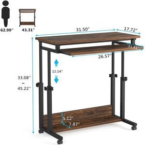 Height Adjustable Home Office <b>Computer</b> <b>Desk</b> with Storage Space As Mobile Coffee Table or Sofa Side Table - Product Image 5