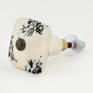 Handcrafted Ceramic Kids <b>Drawer</b> Knobs Cream Kitchen Cabinet Knobs Square Furniture Handles & Knobs Wholesale - Product Image 4