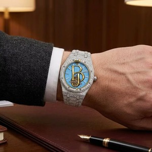 Luxury <b>Square</b> Hip Hop <b>Watch</b> <b>Men</b> Briva Jewels 10 Bar Waterproof Quartz Movement High Quality Silver Case Day/Date Display - Product Image 4