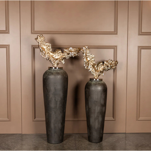 Nouvel ensemble de vases de sol en métal et verre de luxe, faits à la main, avec décorations en forme de feuilles, couleurs personnalisables, élégants, pour la maison, l'extérieur et les mariages - Product Image 6