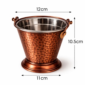 Antique Hammered Gravy Bucket | Manoj International | Stainless Steel Interior <b>Copper</b> Finish | Eco-Friendly Durable | <b>Handle</b> | - Product Image 3