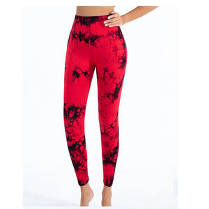 Leggings pour femmes à taille haute, longueur intégrale, imprimé bleu et noir, extensibles, tricotés, style sportif, à porter toute l'année - Product Image 5