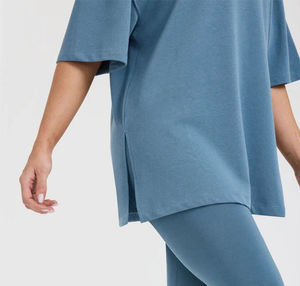 Breathable Solid Color Casual Spring Summer Top Slim Fit Knitted Spandex Polyester Women's <b>Pink</b> Short Sleeve Crew Neck T-Shirt - Product Image 3