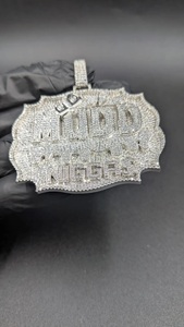 Nouvelle Collection Pendentif Hip Hop en Argent Sterling 925 Plaqué Or avec Diamant Sertissage Griffe Certifié IGI Cadeau Anniversaire Fiançailles - Product Image 4