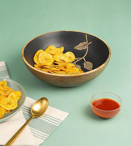 Best Quality Luxury Crafts Customizable Enamel Handcrafted <b>Mango</b> <b>Wood</b> Dining <b>Bowl</b> with Server Disposable Multipurpose Use - Product Image 6