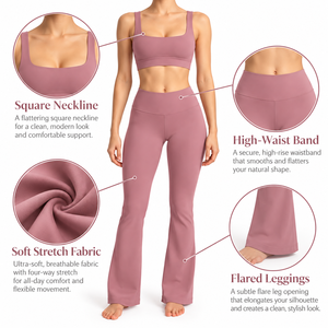 Ensemble de vêtements de yoga sans couture pour femmes, soutien-gorge de sport extensible et leggings, collection de vêtements de yoga, pilates, gym, entraînement, fitness, studio, en ligne - Product Image 6