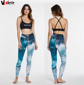 Wholesale Women's Knitted Mid Waist Full Print Sublimation Gym Leggings Yoga Fitness Wear - Product Image 4