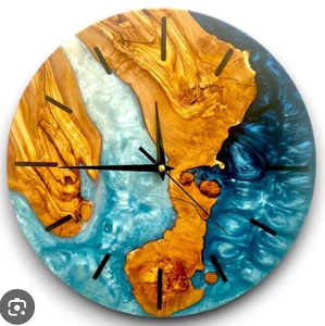 Stylish Epoxy Resin & Wooden <b>Wall</b> <b>Clock</b> For Gifting Homedecor <b>Modern</b> Artistic Polish Finished Time Piece For Restaurant Hotel - Product Image 6