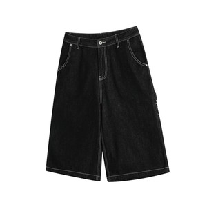 Shorts Cargo Homme Été Unisexe Baggy en Jean Noir Délavé Respirant Taille Mi-Haute Grandes Poches Hip Hop Vintage - Product Image 5