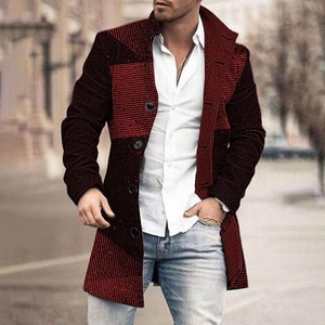 Blazer décontracté long à carreaux pour homme, nouvelle collection, simple boutonnage, éco-responsable - Product Image 5