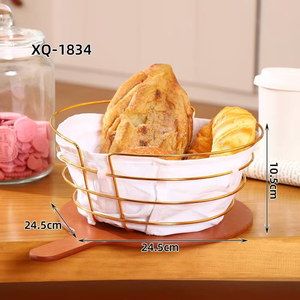 Popular Home Use Fruit <b>Bread</b> Storage Container Wire <b>Basket</b> Kitchen Drawer Gold Sliver Food Organizer - Product Image 3