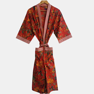 Bata Kimono Floral de Algodón para Mujer al por Mayor, Ligera, con Cinturón y Bolsillos, Calidad de Exportación - Product Image 1