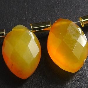 Calcedonia amarilla facetada Marquise Briolette piedra suelta PME CY2 modelo terceros certificado joyería hecha a mano pendiente par - Product Image 1