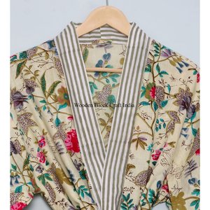 Kimono de Manga Larga 100% Algodón, Ecológico, Transpirable, con Estampado Digital, Corte Regular, Aprox. 50 Pulgadas, Talla Única, Proveedor de India - Product Image 4