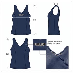 Midnight Blue <b>Leather</b> Camisole <b>Top</b> Womens Deep V Neckline Sleeveless Princess Line Bodycon Shell Beige Embroidered Logo Supplier - Product Image 6