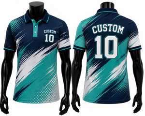 Camiseta Polo Personalizada para Hombre, Manga Corta, Patrón Geométrico, Impresión Digital, Secado Rápido, Ropa Deportiva de Equipo, 100% Poliéster - Product Image 1
