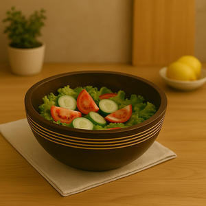 Ensemble de saladiers en bois de manguier écologique de forme ronde avec mains en bois Bols faits à la main pour servir la soupe, le riz et le dîner Usage quotidien - Product Image 3