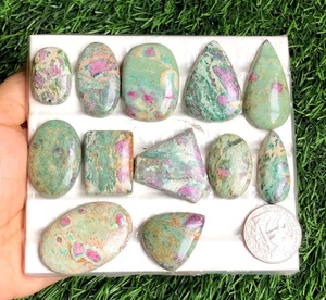 Cabujón de Rubí Fuchsite, Gema Semipreciosa Natural para Joyería, Piedra Hecha a Mano, Cristal para Terapia, Colgante Creativo - Product Image 1