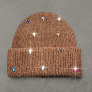 Gorros de Punto Personalizados con Diamantes de Imitación, Cristales Brillantes, Estilo Urbano Y2K, Gorros de Lujo Brillantes para Mujer - Product Image 5