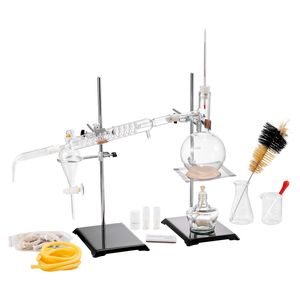 Evaporatore Rotante da Laboratorio per Distillazione Oli Essenziali, Kit da 500ml con Vetreria in Vetro Borosilicato 3.3, Lampada ad Alcool e Componenti Ceramici - Product Image 1