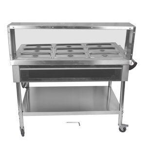 Scaldavivande Elettrico Professionale Commerciale a 9 Vasche, Tavolo Riscaldante a Vapore in Acciaio Inox per Buffet e Catering - Product Image 6