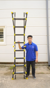 บันไดพับอเนกประสงค์อลูมิเนียม VIETLADDERS NVLB-44 สำหรับงานอุตสาหกรรม 4 ขั้น รับน้ำหนักได้ 150 กก. ระบบล็อคแบบแมนนวล ใช้ในบ้าน สีดำ รับประกัน 1 ปี - Product Image 6