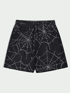 Shorts d'été pour hommes, coupe décontractée, tissu en coton/polyester, taille élastique, respirant, streetwear, shorts de plage - Product Image 1