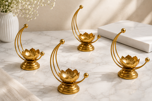 Premium Gold Metal Lotus <b>Tealight</b> <b>Candle</b> <b>Holder</b> Decorative Gold Lotus <b>Candle</b> <b>Holder</b> – Modern Table Centerpiece - Product Image 4