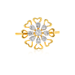 Bague de fiançailles de luxe pour femme en or 14 carats avec motif floral élégant et pierres étincelantes - Bague diamant Sunny Love Bloom - Product Image 3