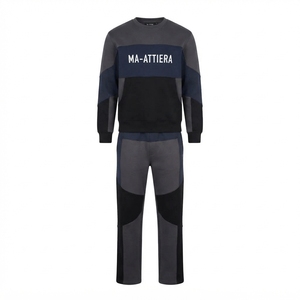 Conjunto Deportivo de Dos Piezas para Hombre, Sudadera con Bloques de Color y Pantalones Jogger, Cuello Redondo, Ropa Casual Urbana - Product Image 3