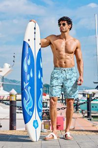 Men Casual <b>Shorts</b> Patchwork Print Elastic Waist Drawstring Beach Summer Holiday Colorful Lightweight White top mens swim beach - Product Image 6