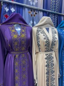 Wholesale Modest Dubai Beaded Sequined Long Sleeve Abaya Muslim Traditional Handmade Wedding Women Polyester Breathable V Neck - Product Image 3