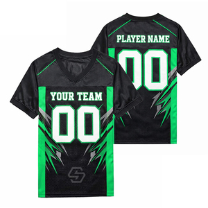 Maillot de football américain personnalisé en mesh sublimé, col en V, manches courtes, polyester respirant, unisexe, vêtements d'équipe pour adultes - Product Image 1