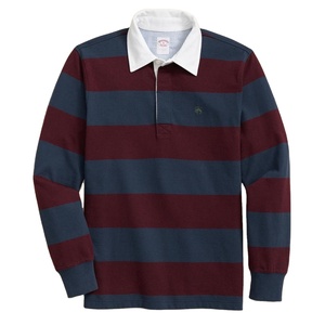 Camiseta de Rugby a Rayas de Manga Larga Casual para Hombre, 100% Algodón Orgánico Teñido en Hilo, Transpirable, Cómoda, de Punto, Polo al por Mayor - Product Image 3