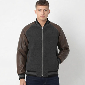 High Quality 100% Cotton Canvas Hooded <b>Waterproof</b> Body Men's Varsity Jacket Custom Front Logo <b>Warm</b> 2 Tone Winter High Street - Product Image 5