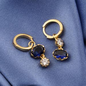 Boucles d'oreilles en saphir bleu naturel, argent sterling 925, plaqué or 14 carats, bijoux vintage de luxe, cadeau élégant pour elle - Product Image 1