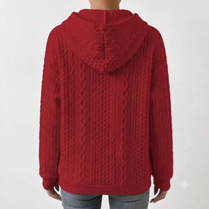 เสื้อฮู้ดถักไหมพรมสีพื้นแบบสวมใส่สบาย ระบายอากาศได้ดี เป็นมิตรกับสิ่งแวดล้อม ไซส์ใหญ่ สไตล์ยุโรปอเมริกัน สำหรับฤดูใบไม้ผลิ/ฤดูใบไม้ร่วง ปี 2025 แขนยาว แต่งลูกไม้ - Product Image 2