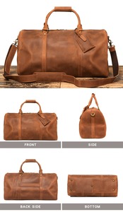 Bolsa de Viaje de Cuero Vacuno Personalizada al por Mayor, Color Marrón Oscuro, Compartimento para Zapatos, Bolsa de Fin de Semana para Hombre, para Viajes de Negocios - Product Image 2
