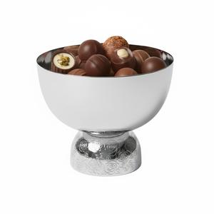 Bol de service en métal martelé argenté de luxe avec support trépied, plat décoratif unique pour bonbons et desserts, au prix le plus bas - Product Image 3