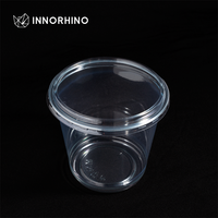 Vasos Desechables para Helado de Plástico Ecológico, Biodegradable y Compostable RPET, con Tapas de Domo de Pared Simple, INNORHINO, Impresión Personalizada