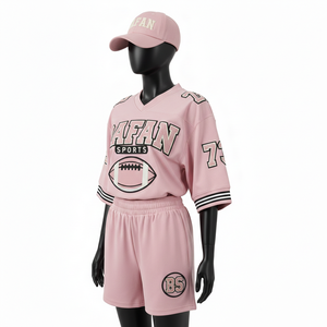 Women <b>Football</b> Short Set Premium Breathable Polyester Mesh 180GSM Smooth <b>Pink</b> Training Wear Custom Logo Women's Sets 100% Cotton - Product Image 4