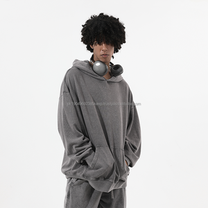 Pull à capuche surdimensionné vintage à imprimé éponge épais avec logo personnalisé Pull décontracté Stone Wash Acid Wash Sweatshirt - Product Image 2