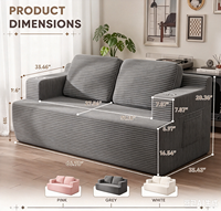 Canapé modulaire en velours côtelé, sectionnel, rectangulaire, emballé sous vide, en mousse compressée, pour salon, en tissu
