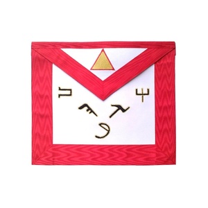 Tablier maçonnique de Rite écossais de 6e degré de qualité supérieure, corps blanc avec bordure rouge, style traditionnel - Product Image 1
