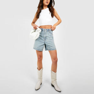 Nuevos y Elegantes Shorts Casuales de Mezclilla para Mujer, de Poliéster/Algodón, para Gimnasio o Ciclismo, con Cierre de Cremallera, Resistentes al Viento y Ecológicos - Product Image 3