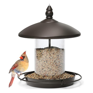 Vintage Style Hanging <b>Bird</b> <b>Feeder</b> with Durable Metal Frame and Protective Roof for Outdoor Feeding - Product Image 2