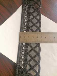Encaje Bordado al por Mayor de 5cm con Inserciones de Poliéster Negro y Diseño de Rejilla, Suministro a Granel para Vestidos de Noche, OEM ODM Personalizado - Product Image 2