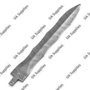 Cuchillo de Caza de Acero de Damasco de Grado Industrial/DIY, Hoja en Bruto Hecha a Mano con Espiga Completa, Personalizable con Logotipo, Ultra Afilada, de UA Supplies Premium - Product Image 3