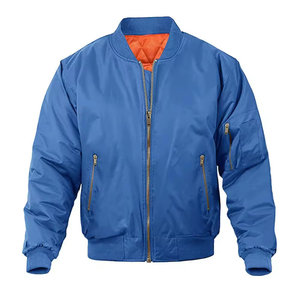 Logo Front Zipper Long Sleeves Elastic Cuffs Jacket For Men Men's Jackets OEM Custom Closure Style Bomber Jacket For Men's - Product Image 3