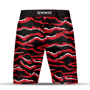 Shorts de combat MMA Tigre Rouge Vénéreux – Qualité supérieure pour grappling et kickboxing, taille élastique, toile solide, écologique - Product Image 3